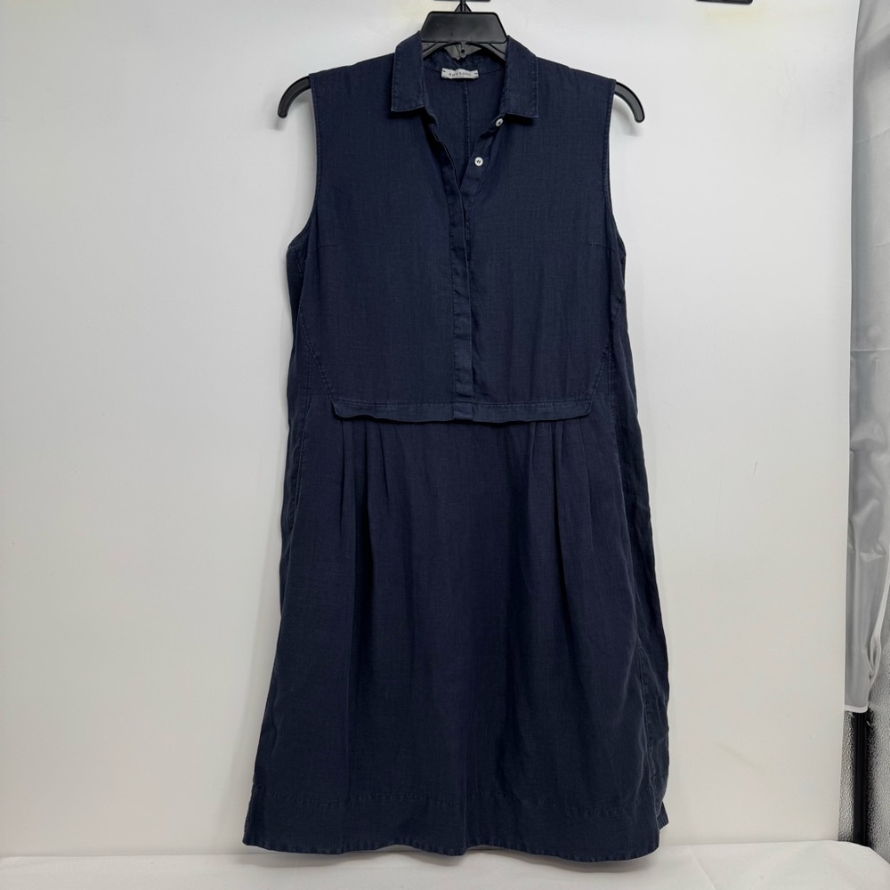 Rosso35 Genova womens Size 46 Blue Linen Dress Pockets